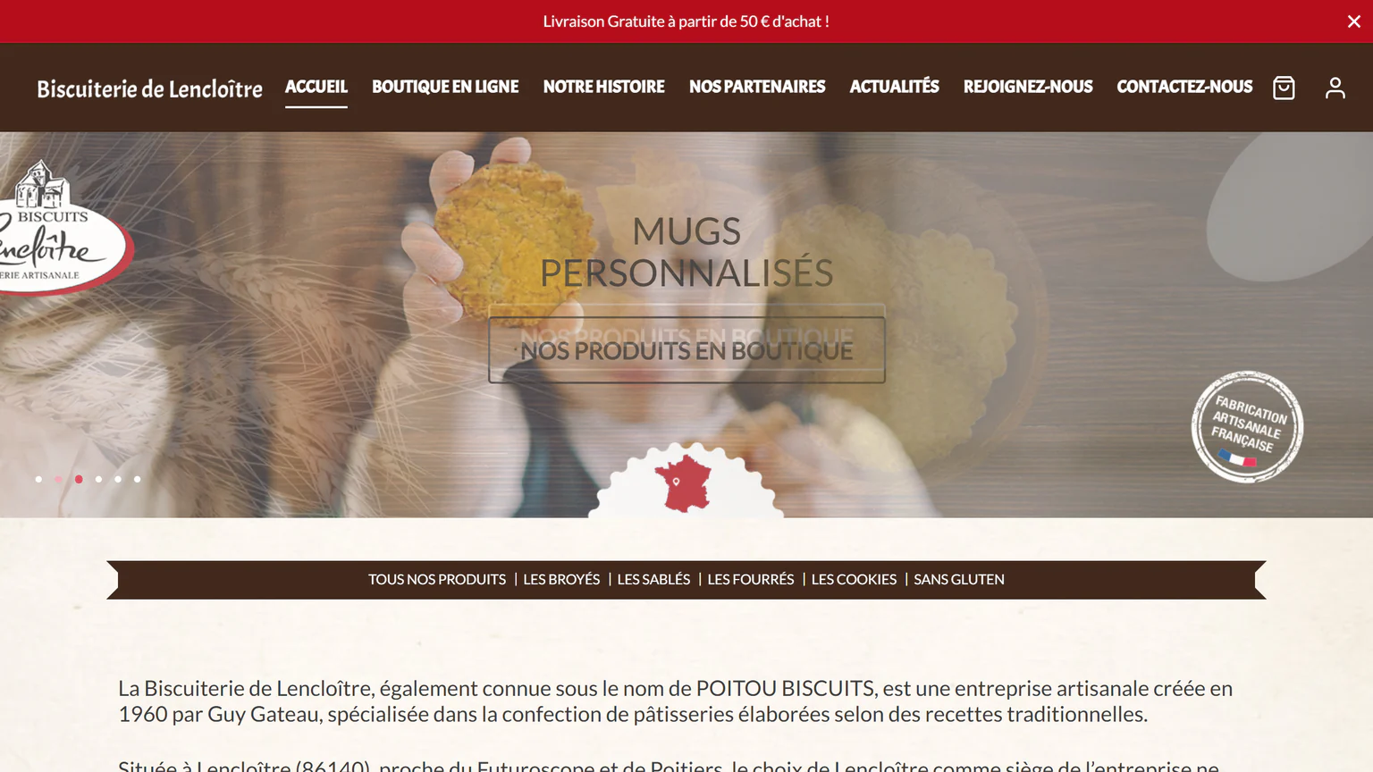 Site e-commerce Biscuiterie de Lencloître