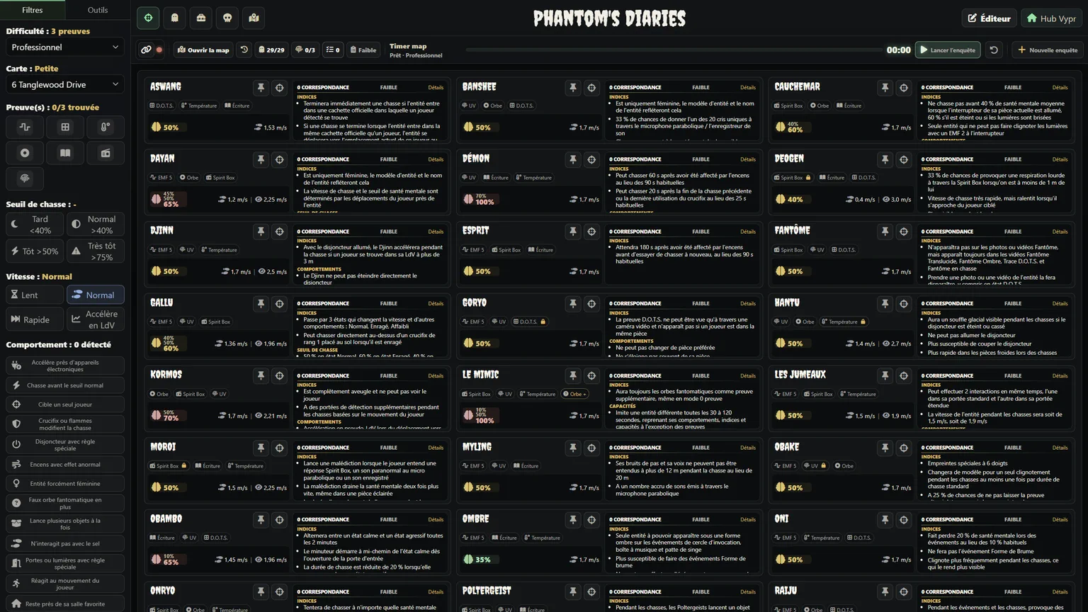 Capture du site interne Phantom's Diaries