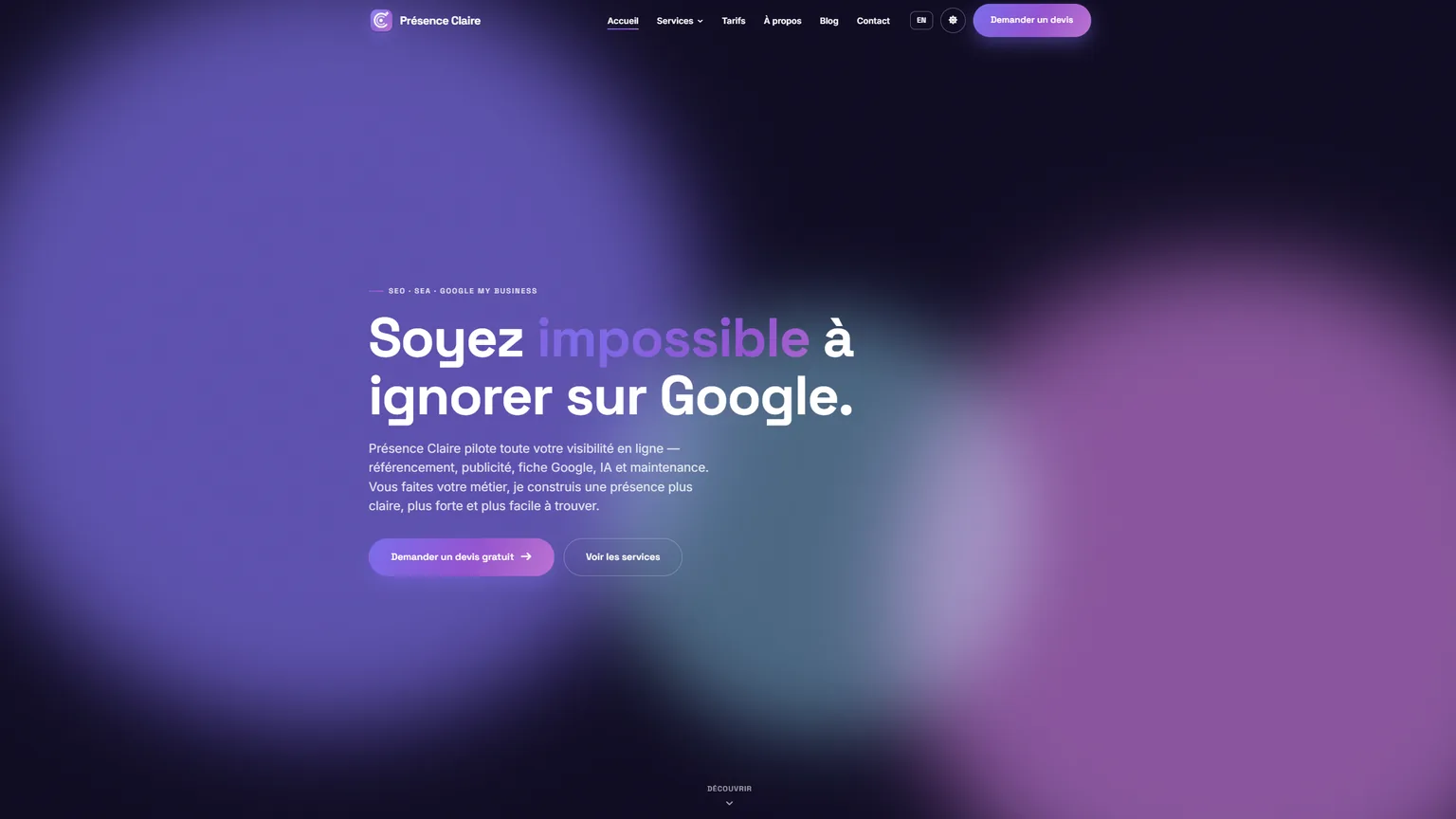 Site vitrine Présence Claire