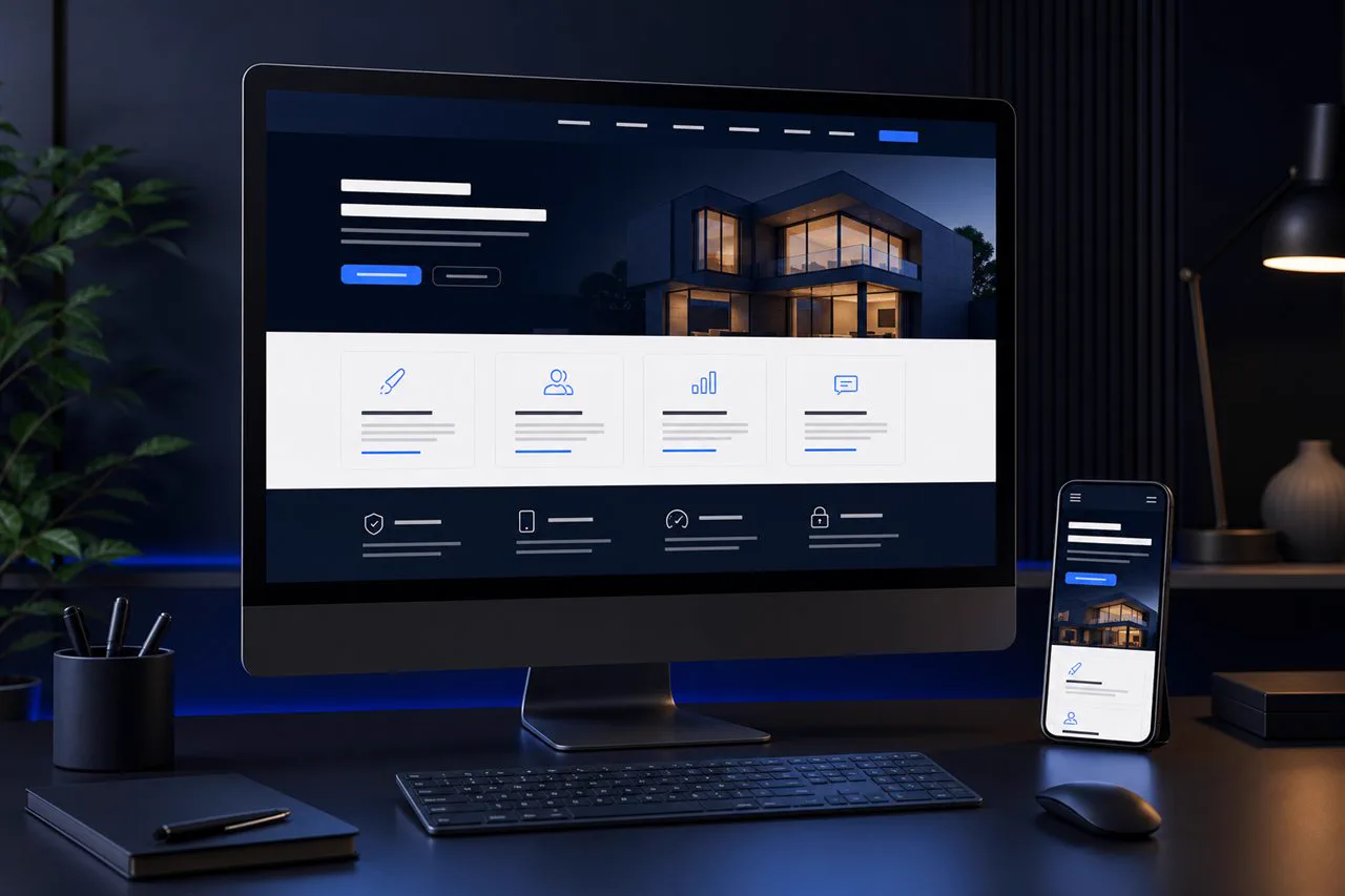 Aperçu d'un site vitrine sur ordinateur et mobile